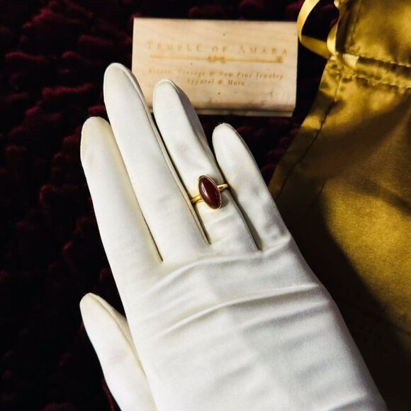 Antique 10k Gold Cabochon Carnelian Ring Size 4.5 Georgian Vintage Ring 2.8g - Picture 7 of 16